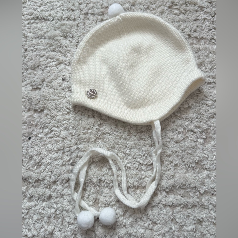 Cashmere Cozy White Knit baby Hat - Picture 6 of 8